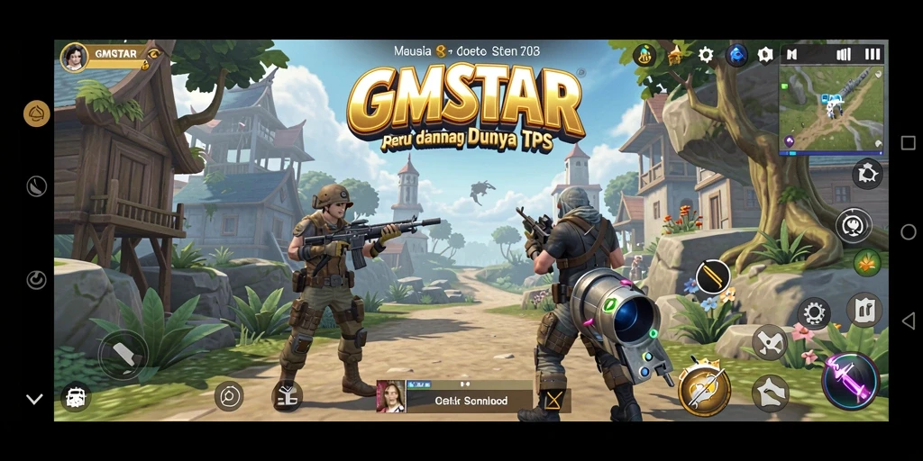 Screenshot gameplay GMSTAR menampilkan aksi seru dalam pertempuran TPS.