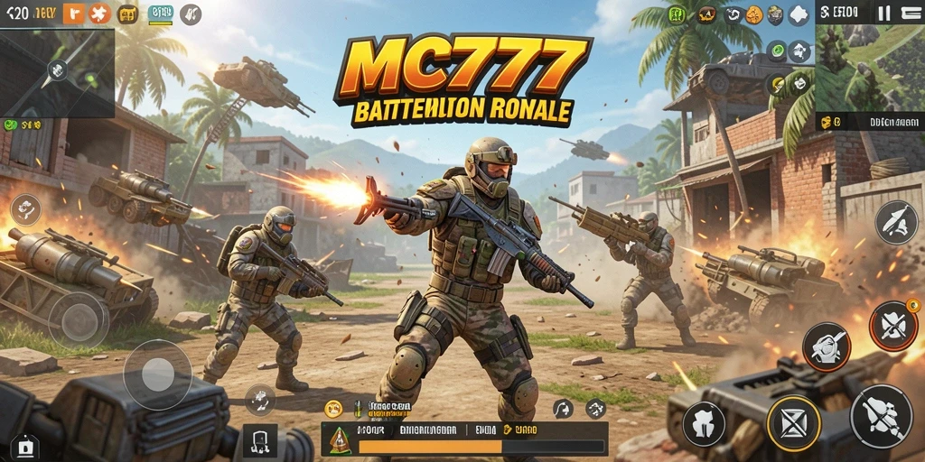 Tampilan seru dari pertempuran intens dalam game Battle Royale.