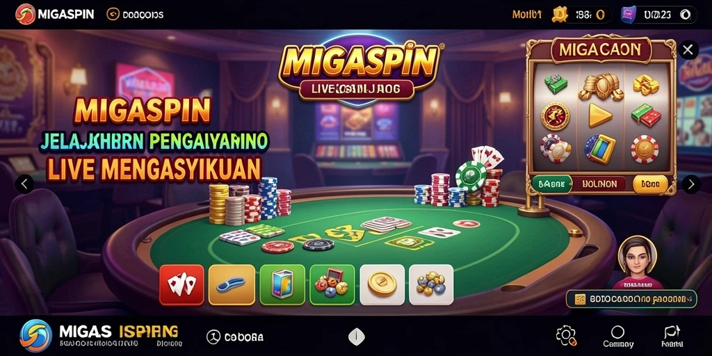 Screenshot gameplay MIGASPIN menampilkan dealer langsung dan pengalaman kasino yang nyata.