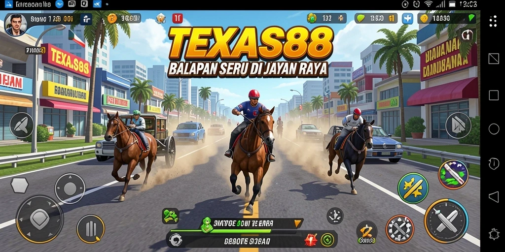 Tampilan gameplay balapan yang mendebarkan dari TEXAS88.
