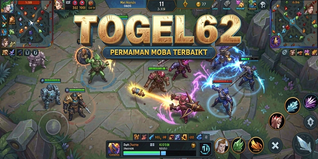 Screenshot gameplay TOGEL62 menampilkan pertempuran seru antara dua tim.